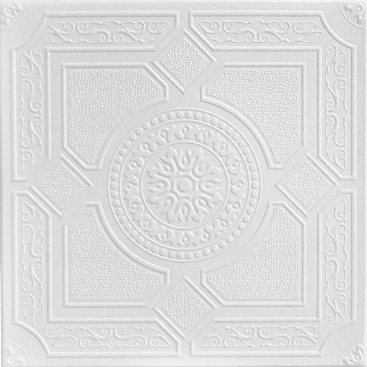 A La Maison Ceilings Kensington Gardens 20x20 in Plain White Unpainted Polystyrene Lightweight Glue-up Decorative Tiles - #R30, Pack of 96, 259 sqft Coverage, Easy DIY Install for Residential Interior Spaces