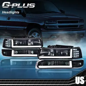 LED DRL Headlights Signal Lights Fit For 1999-2006 Silverado Suburban Tahoe G-PLUS