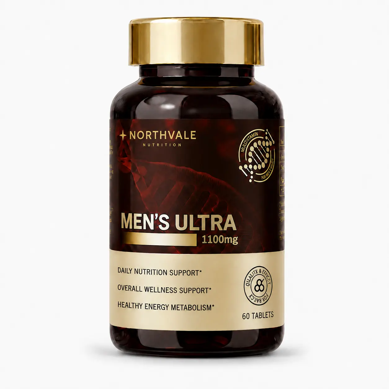 NorthVale MEN’S ULTRA Natural Multivitamin –  Ashwagandha & Magnesium – Plus Zinc and Vitamins B6 & B12 – 60 Tablets