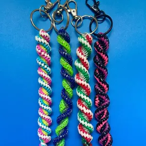 Clearance Assortment of Boondoggle Keychain Bag Charms 4 in Total for the Price of One Colorful Beaded Keychains with Unique Designs and Patterns
