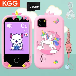KGG Kids Cartoon Smart Mini Phone, Portable, Video Music Player, W5 Cute Little Phone Optional With 32GB Large Memory Card, Supports Camera, Recording, Flashlight, Student Habit Tracking, 18 Puzzle Games, e-Books, Education Tools, Children's Gifts
