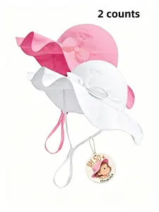 Two-Pack Baby Sun Hat, Children Beach Hat, Upf 50+ UV Protection, Wide Brim Design, Bucket Hat for Girls, Casual Fitted Style
