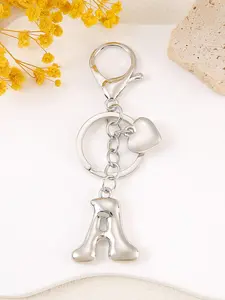 Silver Color Heart Bubble Initial Charm for Handbag, Elegant Initial Letter Keychain for Women, Perfect Purse Accessory & Gift Idea, Charming Shapes, Heart Shaped Keychain, Keychain For Bags