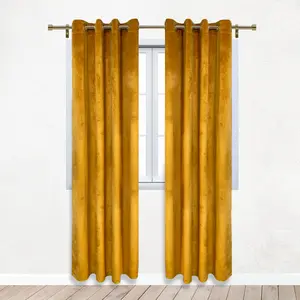 52 X 96 Inch Velvet Curtains with Grommets Gold - 2 Panels