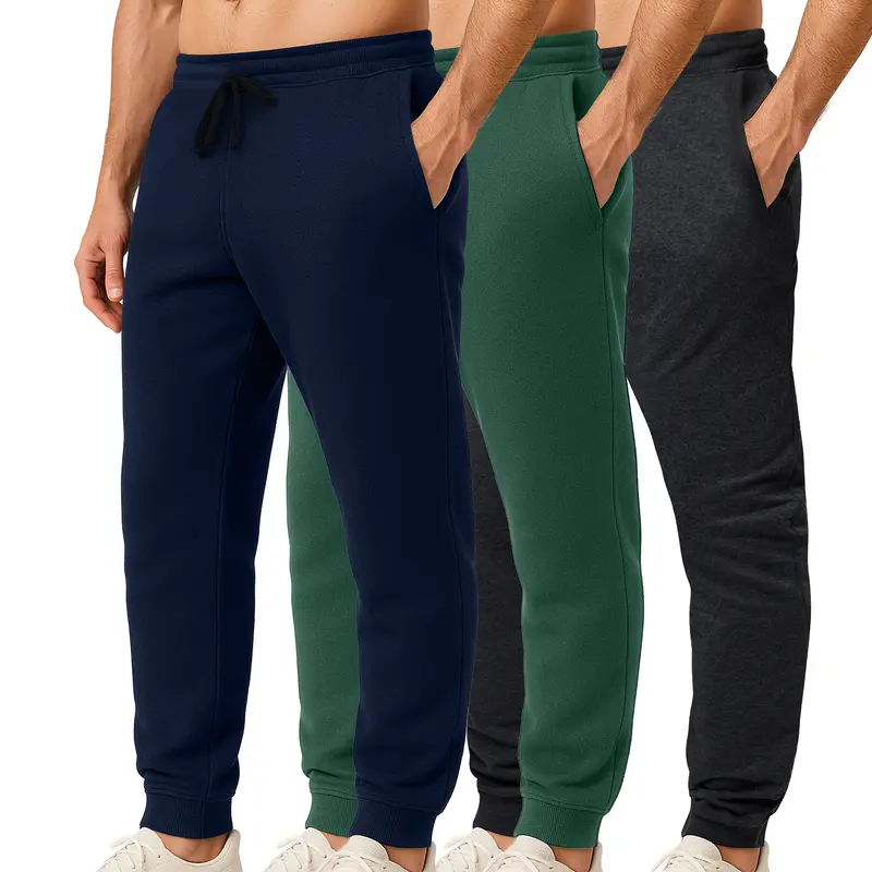 3 Pack Men's Sweatpants Cotton Fleece Joggers Workout Lounge Gym Pants