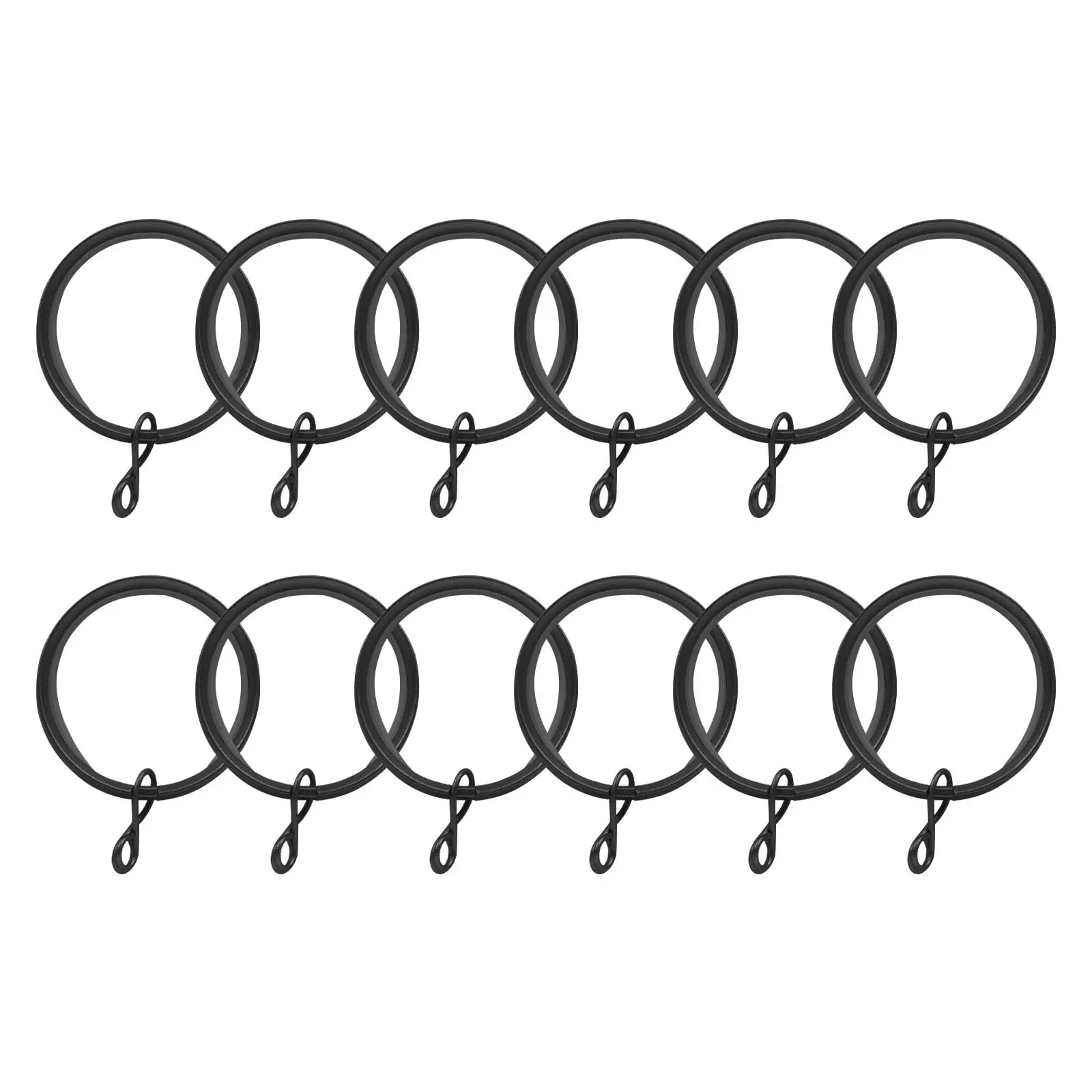 TWOPAGES Jaylon Quiet-Glide Curtain Rings with Eyelets, Smooth Sliding Drapery Rings for Curtain Rods, Easy Install, Durable Curtain Rings, Pack of 12