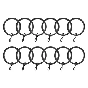 TWOPAGES Jaylon Quiet-Glide Curtain Rings with Eyelets, Smooth Sliding Drapery Rings for Curtain Rods, Easy Install, Durable Curtain Rings, Pack of 12