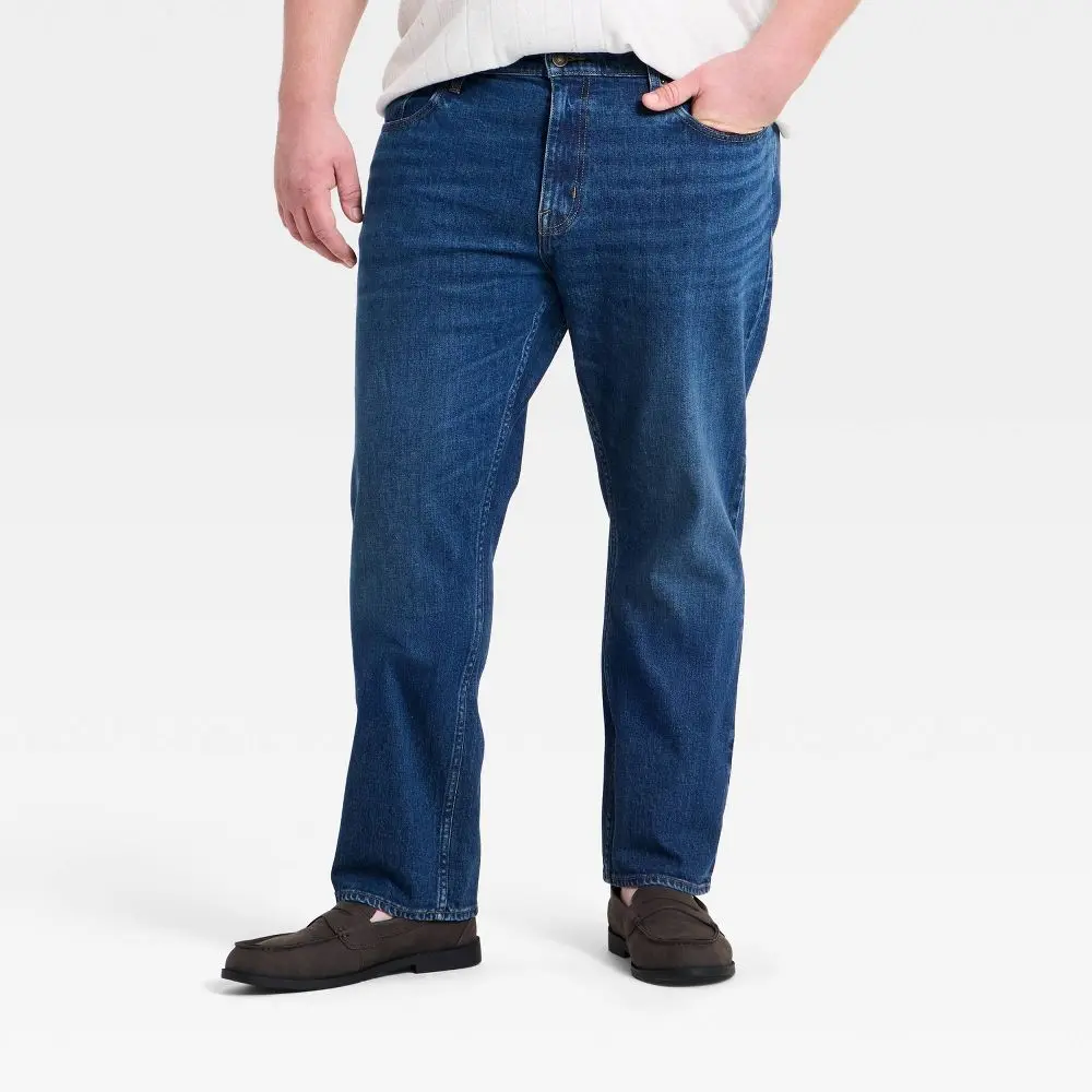 Menswear Men's Classic Athletic Fit Straight Leg Cotton Jeans - Zipper Closure, Goodfellow & Co Garment