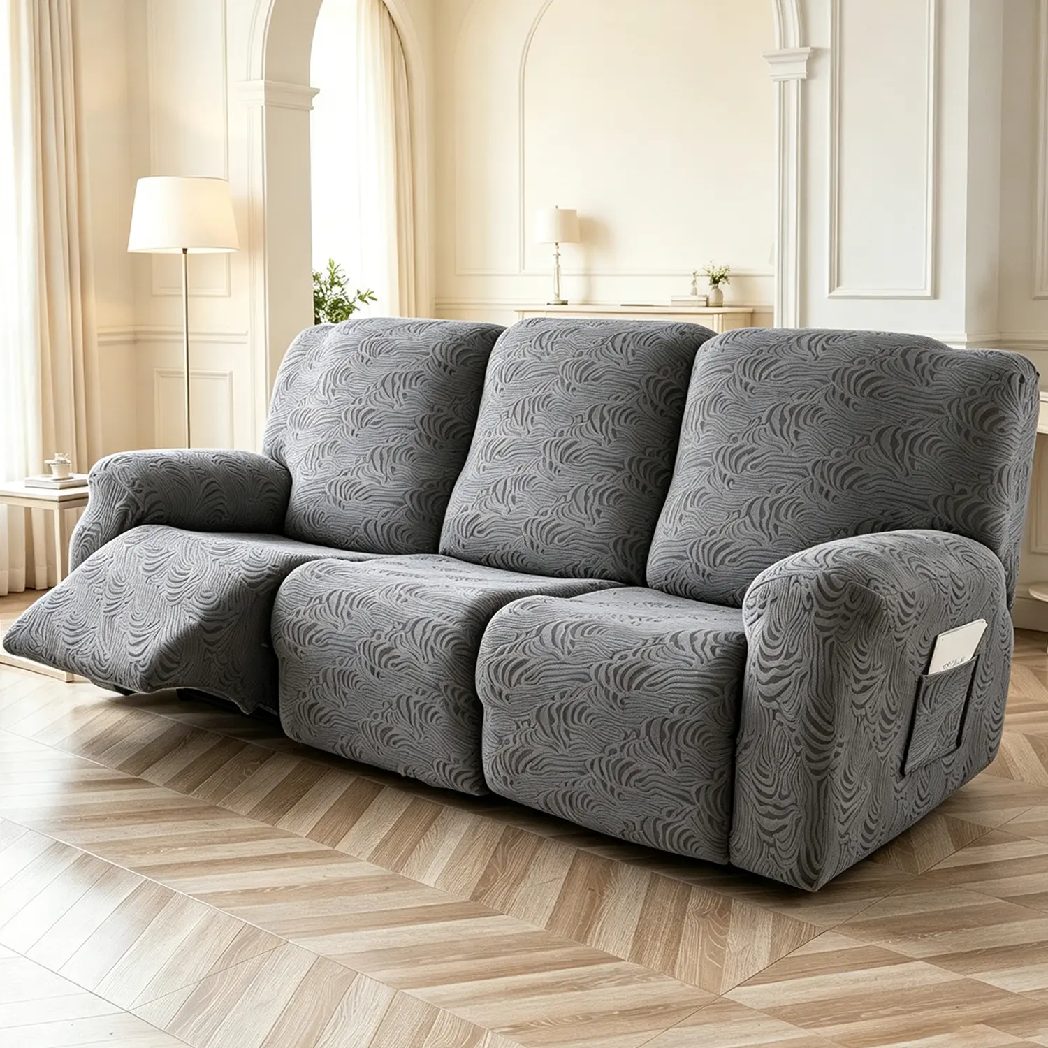 Stretch Recliner Slipcover, Soft Elastic Jacquard Fabric, Fits Most Reclining Couches, Machine Washable & Non-Slip Furniture Protector #DealsforYouDays