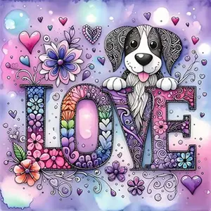 New DIY 5D Diamond Painting Kit, Dog Love Theme Full Drill Mosaic Art, Home Wall Decor Gift, Large Size, Model Xinghao Z097