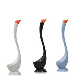 Swan Shape Toilet Brush, Plastic Bathroom Cleaning Tool, 360° Full Coverage Bristles, Reusable, Space-Saving Design, Includes Holder Set