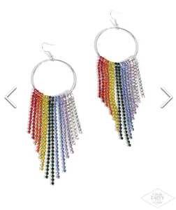 Rainbow Rhinestone Fringe Fish Hook Earrings