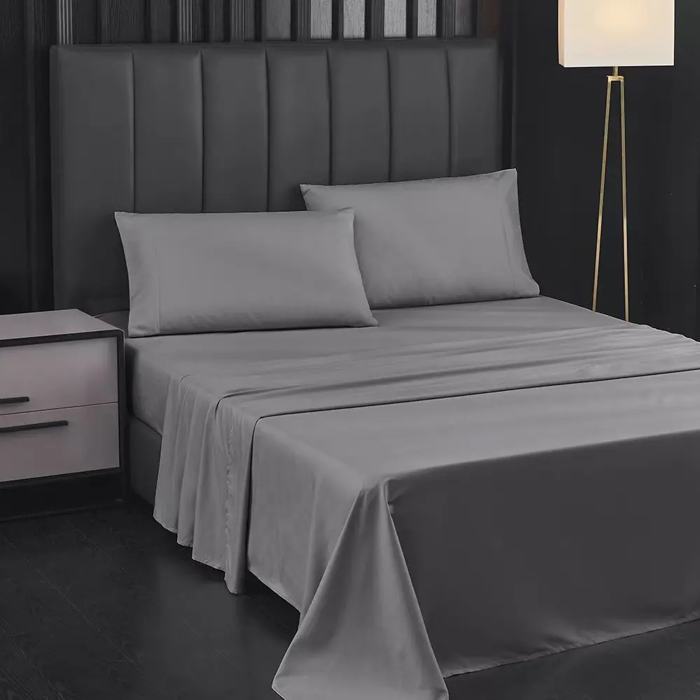 4-Piece King Sheet Set, Soft Microfiber Bed Sheets with Deep Pocket, Machine Washable, for Home Hotel Dorm satin breathable comfy Pillow Case Set durable silky bedding comfort solid color bedding set fittedsheet sleep cool full pet friendly