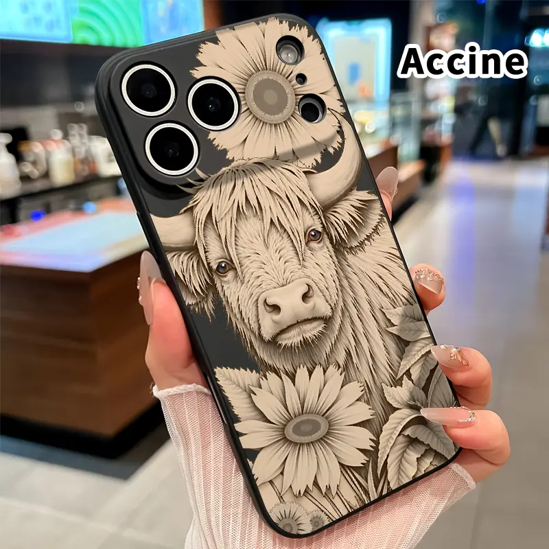Ox with sunflowers Phone Case for iphone 17 Pro Max 16 Plus 15 14 13 12 11 XR Air E Liquid Silicone TPU Anti-Fall Ultra Slim Soft Bumper Cover for Boy