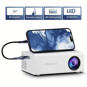 Mini projector, portable video projector, home theater projector, supports mobile screen projection, supports local resolution 1280X720P, suitable for office, outdoor camping, etc., movie projector