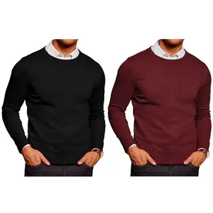 COOFANDY Luigi 2 Pack Limited Time Clearance Men's Crew Neck Sweater Slim Fit Lightweight Sweatshirts Knitted Pullover Knitwear Basic (Only the crew neck sweater is for sale)