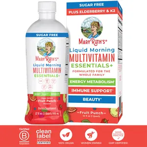 MaryRuth's Liquid Morning Multivitamin Essentials+ - B Complex Vitamins - Vitamins A, C, D, E, K -  Zinc - Elderberry - Beauty - Sugar Free - 32 Fl Oz