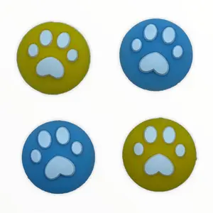 JenDore Blue Yellow Paws 4Pcs Silicone Thumb Grip Caps for Nintendo Switch