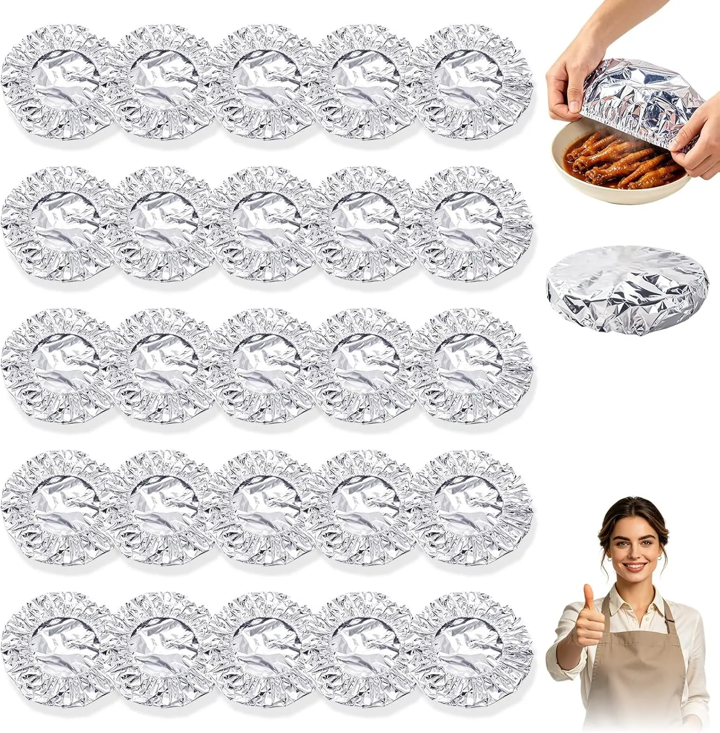 50 disposable aluminum foil food covers for keeping food warm, kitchen supplies suitable for home cooking, meal preparation, and food storage; high-quality aluminum foil cookware and servingware.