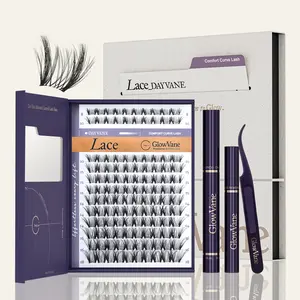 Lace | GlowVane TrueCurve Lash Clusters Kit, 0.03mm Feathery and neat Long-Lasting Waterproof 8-18mm DIY Eyelash Set for Beginners