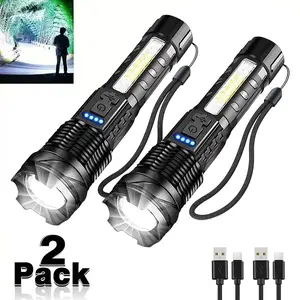 Rechargeable LED Flashlight - 7 Modes, IPX6 Waterproof, Robust Handheld Torch for Outdoor Adventures, Emergencies, Camping with Laser bright super charging usb-c