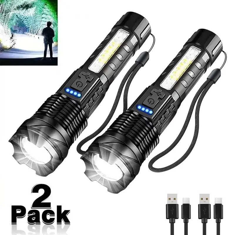 Rechargeable LED Flashlight - 7 Modes, IPX6 Waterproof, Robust Handheld Torch with USB-C Super Charging, for Outdoor Adventures, Emergencies, Camping survival camp