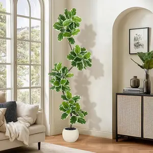 Gaomon Lifelike Artificial Fiddle Leaf Fig Tree, 7FT-6FT-5FT Tall Faux Rubber Tree with Sphere Planter & Moss, Decorative Indoor Greenery for Home Office, Fake Plastic Plant Gift