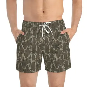 Bottomlands Camo Swim Trunks, Beach Shorts, Summer Swimwear, Vacation Essentials, Trendy Board Shorts