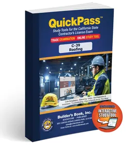 Roofing License Examination (C-39) - QuickPass Study Tool Book with Online Interactive Software