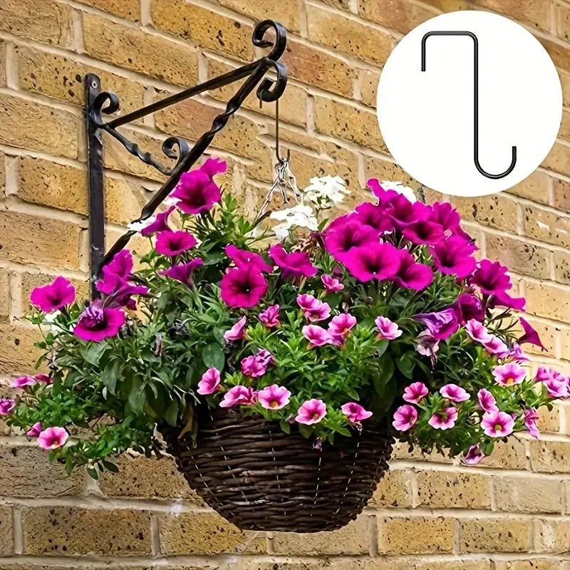 2pcs/4pcs Fence Hooks, Heavy Duty Over Door Hooks Stainless Steel Plant Hanger Garden Hanging Brackets Hooks for Indoor Outdoor Plant Hanging, Bird Feeders, Lanterns, Fences