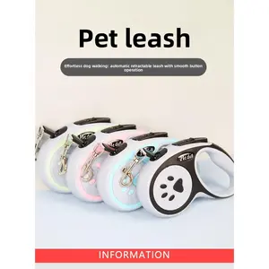 One-Button Brake Retractable Dog Leash for Small & Medium Dogs & Cats |   16ft Nylon Auto-Lead