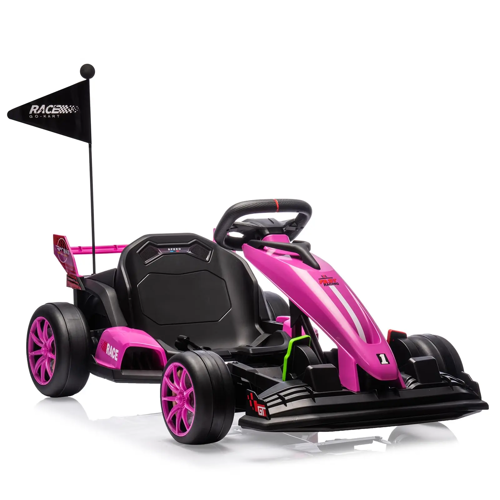 GARVEE 24V Electric Drift Kart for 6-8 Years Old Children (Up to 81.6 lbs), Adjustable Seat Ride-On Toy, 8.5MPH Speed, EVA Silent Wheels, Parent-Safety Certified, Pink, 81.6 Pounds