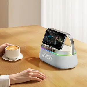 Best-selling all-in-one wireless charger, colorful LED smart desktop clock, alarm clock, portable Bluetooth speaker