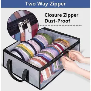 Hats, Underwear, Window-accessible Transparent Storage Box, Zipper Folding Belt, Portable, Clothes and Pants Sorting Storage Box
