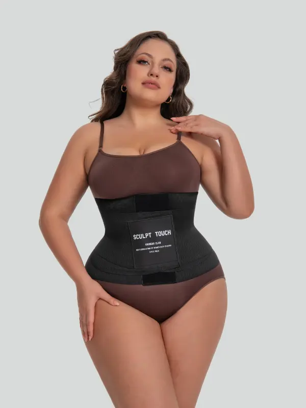 Sculpt Touch 12" Long Torso Cut Coreheat Sweat Girdle Tummy Tuck Shapewear with Waistband for Women's Abdominal Binder and Waist Trainer SpringStatements Fit Womenswear Belt Adjustable