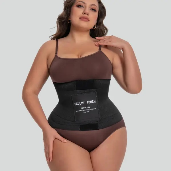 Sculpt Touch 12" Long Torso Cut Coreheat Sweat Girdle Tummy Tuck Shapewear with Waistband for Women's Abdominal Binder and Waist Trainer SpringStatements Fit Womenswear Belt Adjustable