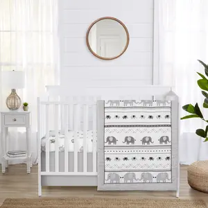 Sweet Jojo Designs Grey and White Boho Bohemian Elephant Boy Girl Gender Neutral Unisex Baby Crib Bedding Set Infant Nursery Room Blanket Fitted Sheet Skirt 3p Elephants Safari Animal Modern Patterned