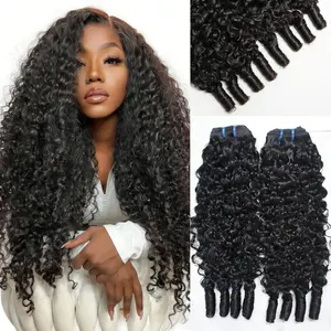 30 32 Inch Burmese Curly Hair Bundles 12A 100% Remy Human Hair Extensions Unprocessed Natural Color Deep Wave Bundles with Spiral Curly End Real Human Hair Weaving Bundles burmese  curly  bundles