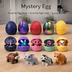 Custom 3D Printed Animal Eggs with Hidden Creatures Inside, Random Surprise Set, Collectible Animal Figurines