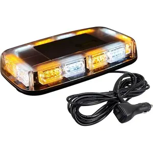 ASPL [Upgraded 5] 48LED Roof Top Strobe Lights, High Visibility Emergency Safety Warning LED Mini Strobe Light bar with Magnetic Base for 12-24V Snow Plow, Trucks, Construction Vehicles (Amber/White)