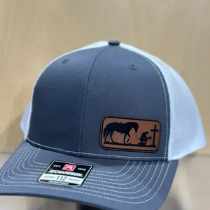 Praying cowboy, Richardson 112 leatherette patch hat