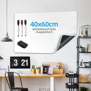 Dry-wipe type white board sticker wall decoration,Whiteboard Film, 60 x 40 / 80 x 40 cm, Magnetic Self-Adhesive Whiteboard Film, Whiteboard Sticker, DIY, Includes Marker, Sponge , for School, Office and Home