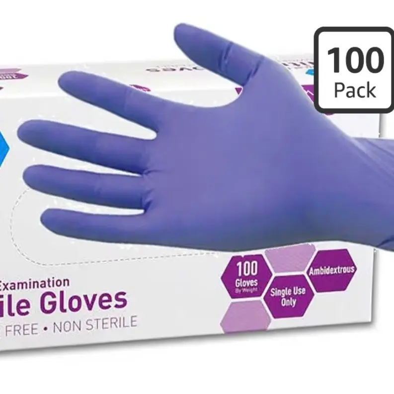 Powder-Free Nitrile Exam Gloves, Iris Blue, 100-Count Box