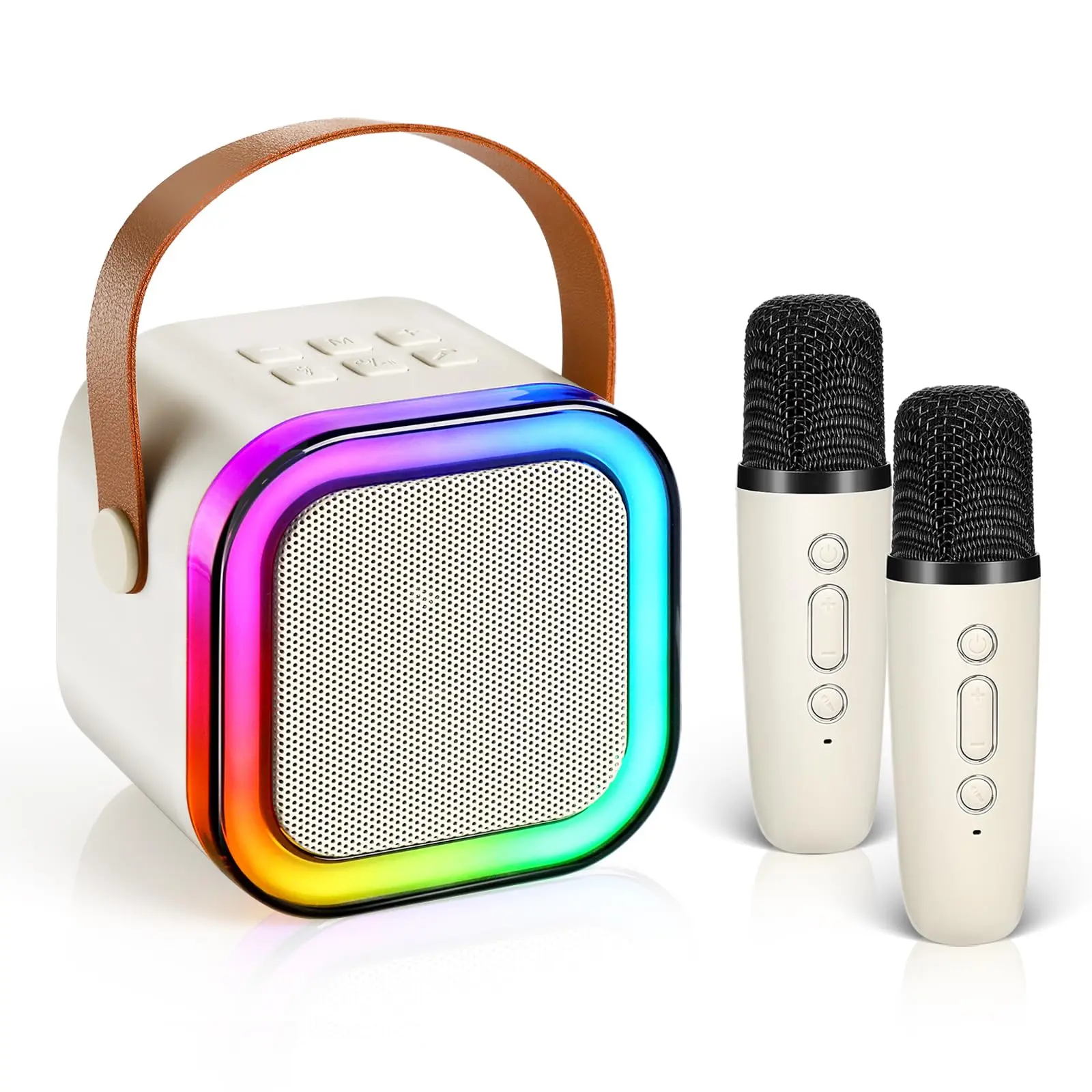 Mini karaoke machine with microphone sound system, portable karaoke machine with 2 wireless microphones, birthday gifts for girls and children aged 4-12, family gatherings,TikTokShopBacktoSchool