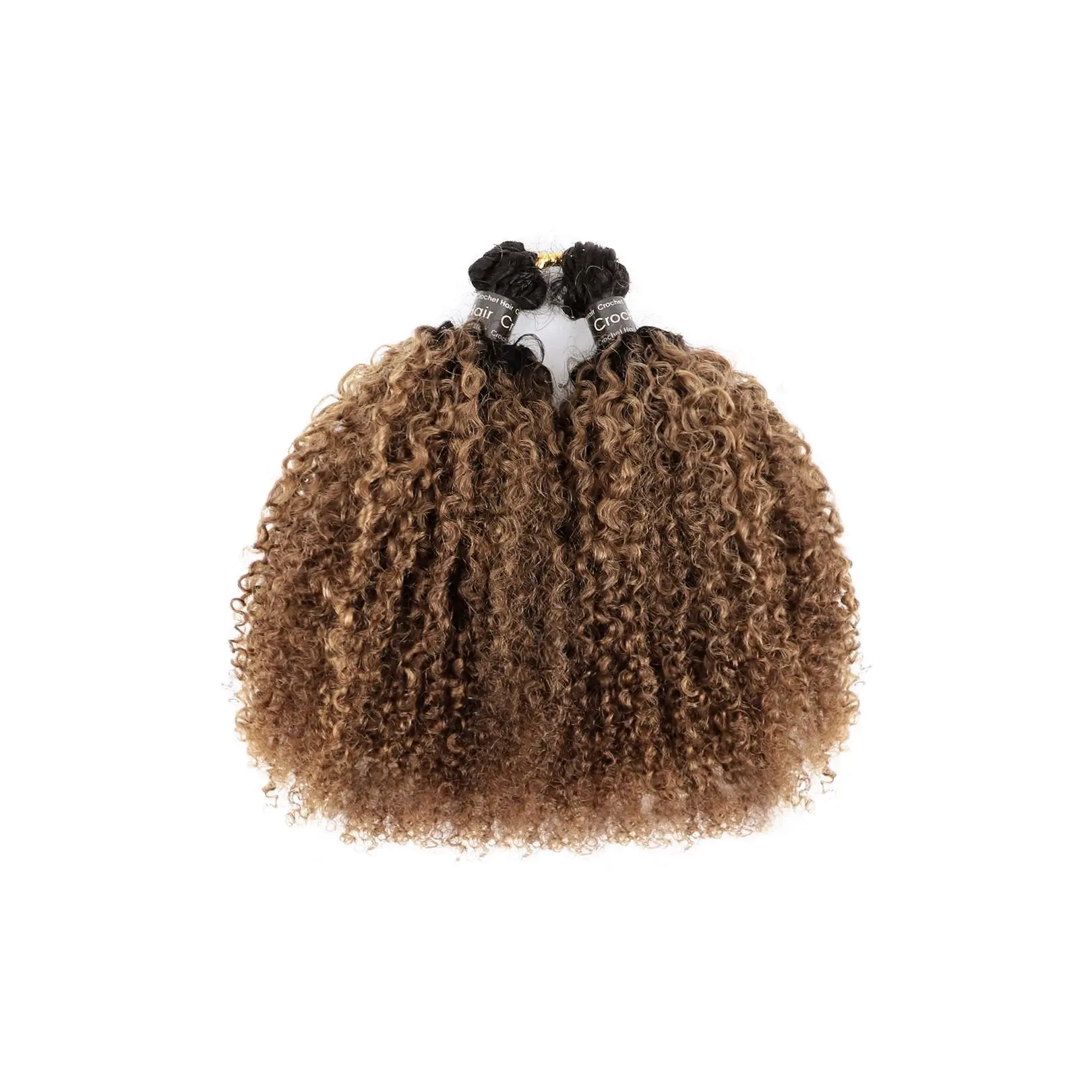 YGwigs Lightweight T1B/30 Ombre Color Tight Curly Feather Crochet Human Hair