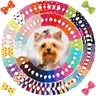 Dog Hair Headbands with Elastic Bands - 50 Pairs (100 Bright Polka Dot Bows), Comfy and Lightweight Stylish and Cute Pet Grooming Accessories for Yorkie Puppy Costumes