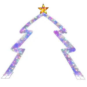 COSTWAY - 8.8 Feet Christmas Tree-shaped Archway with Top Star