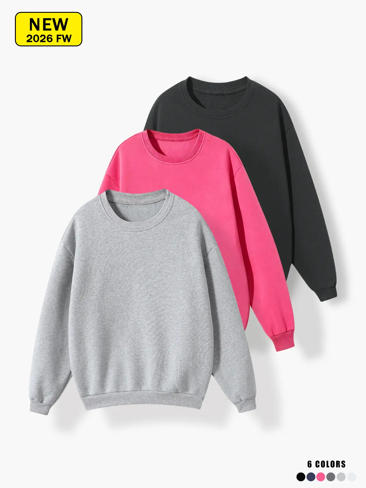 Unisex Oversized Crew Neck Sweatshirt, Solid Plain Long Sleeve Loose Fit Blank Pullover Sweatshirt, Casual Daily Streetwear Top for Men Women