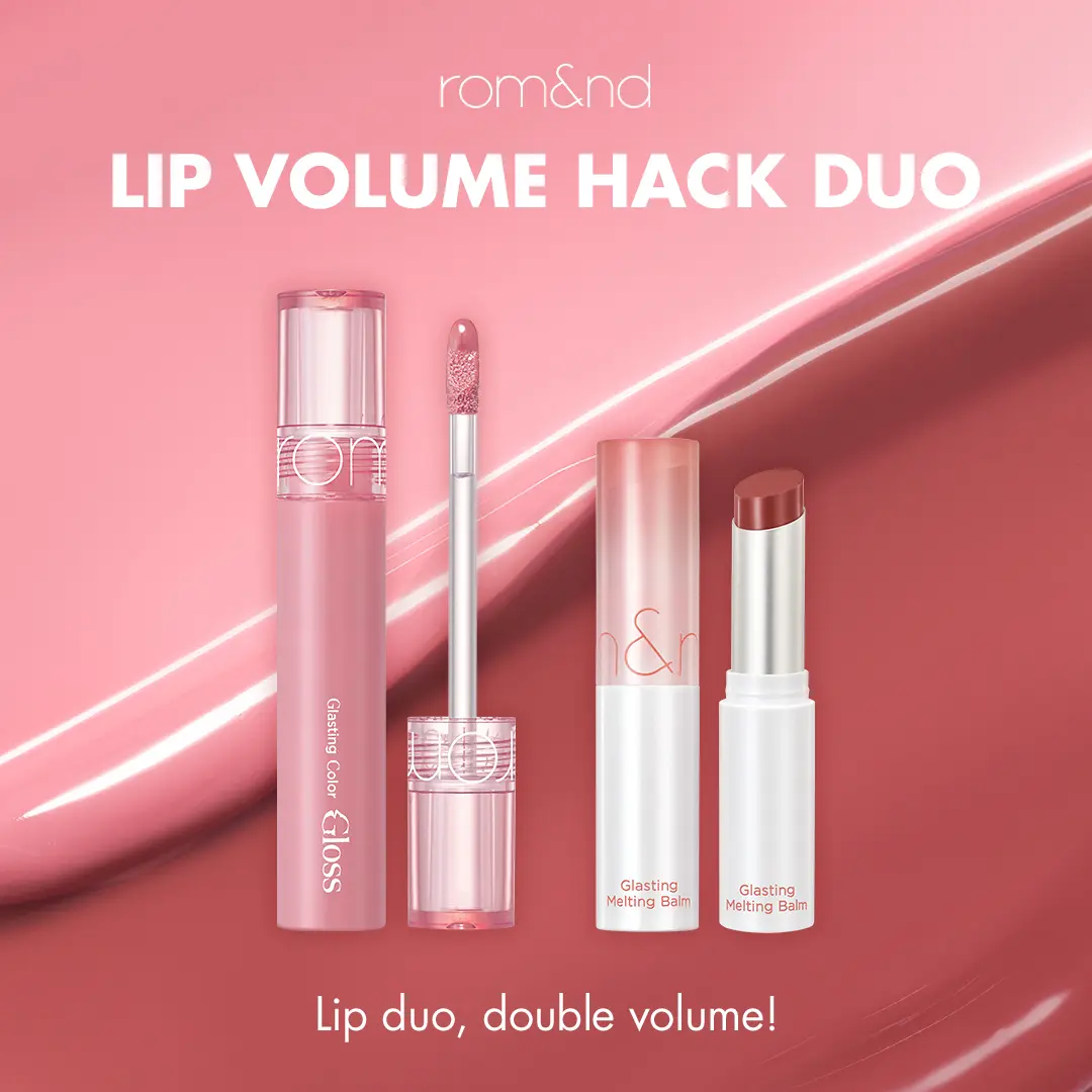 rom&nd Lip Volume Hack Duo, 2-Piece Plumping & Glossy Lip Plumper Kit with Melting Balm (3.5g) & Color Gloss (4g) Cosmetic