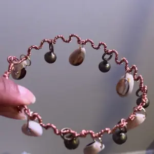 Copper Anklet with Cowrie Shells and Brass Bells - Artistic Artwork for Decor, Ideal Gift for Literature & Art Enthusiasts